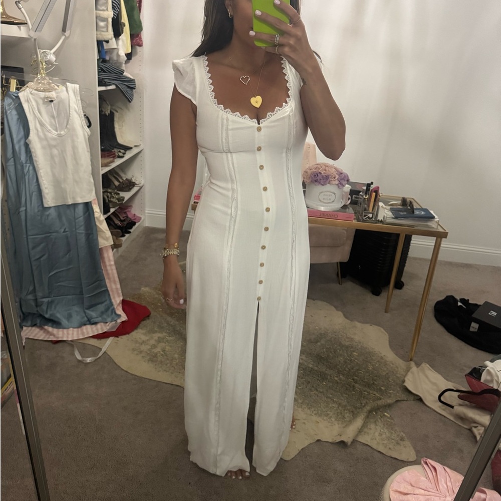 House of Harlow 1960 White Button-Front Maxi Dress
